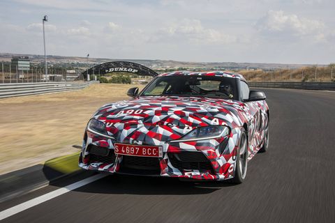 The new Toyota Supra, code-name A90, testing at the Jarama race track in Spain.
