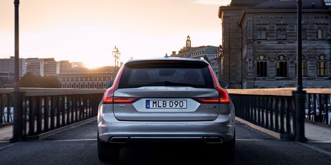 The 2019 Volvo V90 comes with either a 250-hp turbocharged four or a 316-hp turbo and supercharged four.