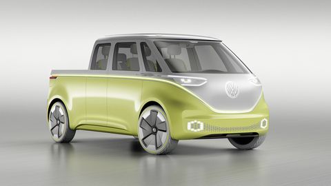 VW will show a panel van version of the ID Buzz microbus and is studying single- and double-cab models of it.