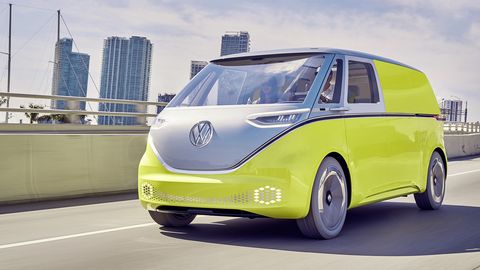 VW will show a panel van version of the ID Buzz microbus and is studying single- and double-cab models of it.