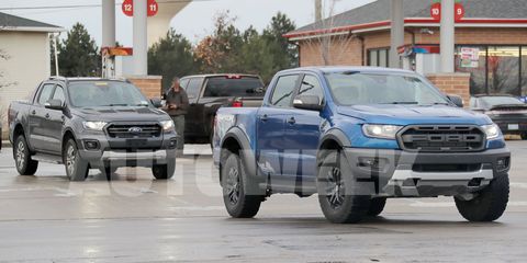 This 2019 Ford Ranger Wildtrak pickup was spotted testing on United States soil alongside a Ranger Raptor. Ford has not confirmed whether the Wildtrak -- which gets features like 18-inch alloy wheels, additional ground clearance compared to the stock Ranger and a retractable tonneau cover -- will be sold in America, but the Ranger goes on sale here in the first quarter of 2019.