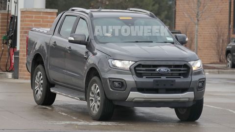 This 2019 Ford Ranger Wildtrak pickup was spotted testing on United States soil alongside a Ranger Raptor. Ford has not confirmed whether the Wildtrak -- which gets features like 18-inch alloy wheels, additional ground clearance compared to the stock Ranger and a retractable tonneau cover -- will be sold in America, but the Ranger goes on sale here in the first quarter of 2019.