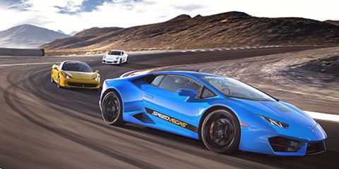 A screen grab from SpeedVegas' website showing some of the cars available