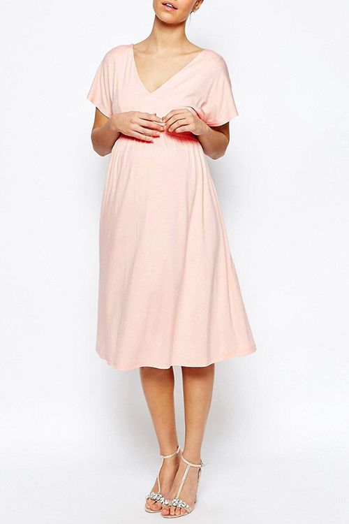 ASOS Maternity NURSING Scallop Dress with Short Sleeve