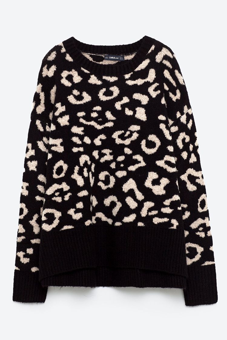 ZARA OVERSIZED LEOPARD Print Fleece Sweatshirt Jumper Size M Bloggers Fave  £39.99 - PicClick UK