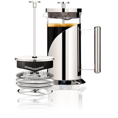Cafe du Chateau French Press Coffee Maker - Heat Resistant Borosilicate  Stainless Steel Coffee Press with 4