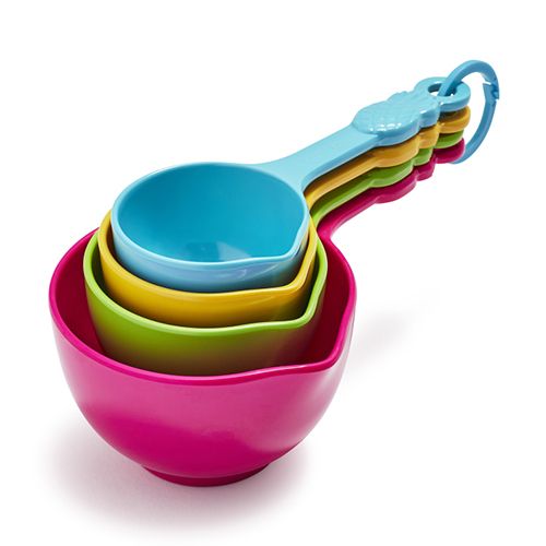Neat and colourful measuring cups