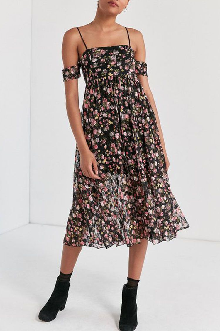 Express Floral Lace Fit And Flare Dress, $79, Express