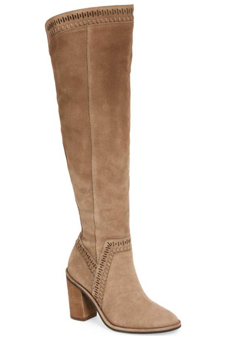 New! Vince Camuto Madolee Over the Knee Boot Brown Tan Taupe Suede Size 11M  OTK 