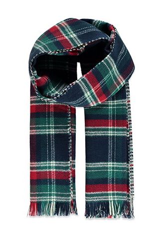 Forever 21 plaid and houndstooth scarf in navy and green