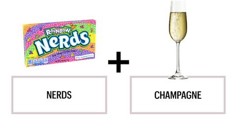 <p>Breitzkreutz recommends pairing Nerds with a demi-sec champagne (i.e. a sweet champagne.) "The fruity flavors get a boost with some bubbles," he says. That's all we needed to hear.</p><p><strong>Recommended wines: </strong><span class="redactor-invisible-space">Charles Heidsieck Vintage Brut 2000 or Laurent-Perrier Brut Champagne 2006 </span></p>