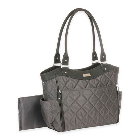 carters drop front quilted diaper bag grey