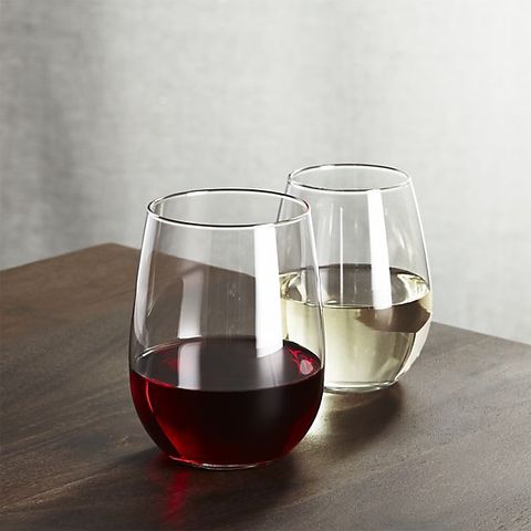 crate barrel stemless  wine glasses