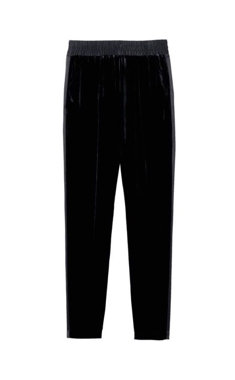 Black velvet pull on pants cheap