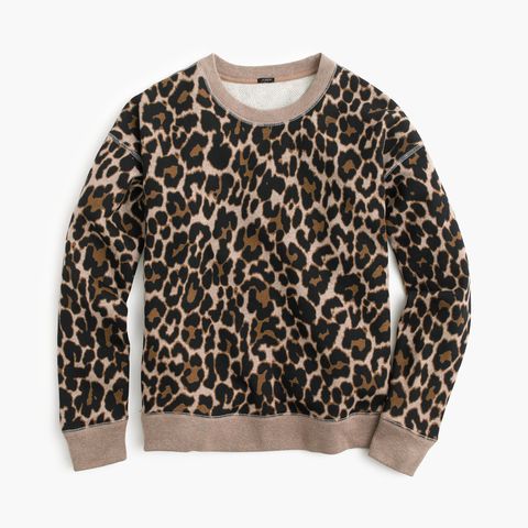 j. crew crewneck sweatshirt in leopard print
