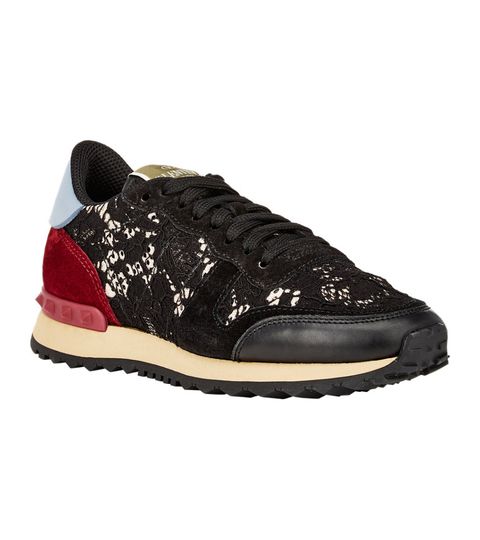 valentino rockrunner lace and leather sneakers