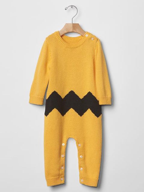 baby gap and peanuts yellow chevron sweater one-piece