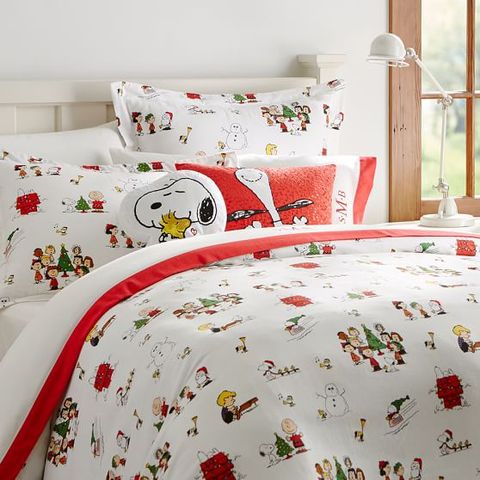 pottery barn teen peanuts twin flannel duvet cover