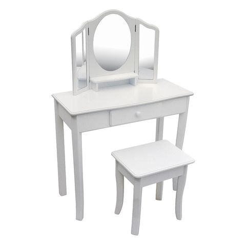 guidecraft classic vanity and stool white