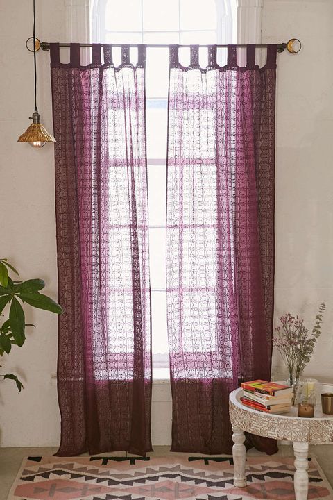 urban outfitters plum bow lace curtain