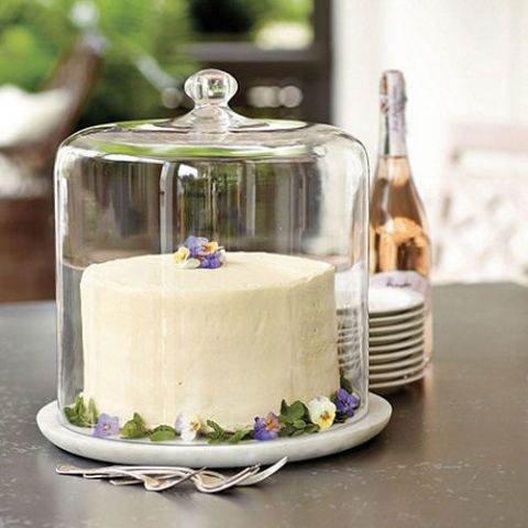 Tall 28 x 32.5 cm Large Display Cake Stand With Glass Dome Cover