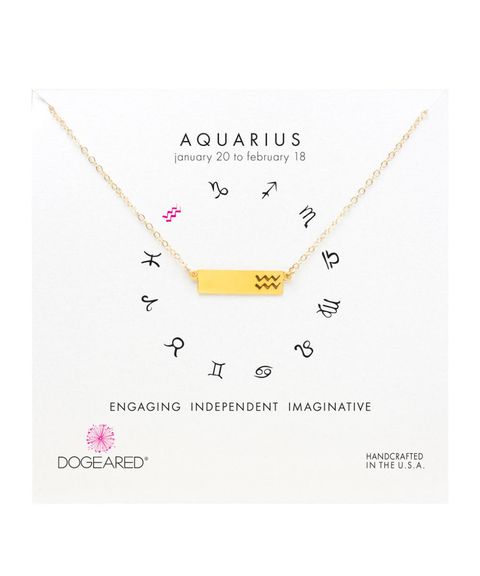 dogeared gold dipped zodiac necklace aquarius