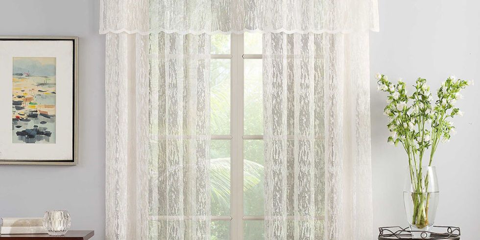 Classic Sheer Lace Curtains Window, Scalloped Lace Curtains