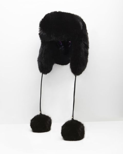 ted baker faux fur trapper hat in black