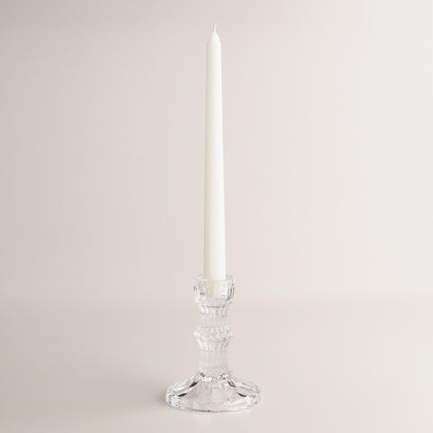 world market clear pressed glass taper candleholder