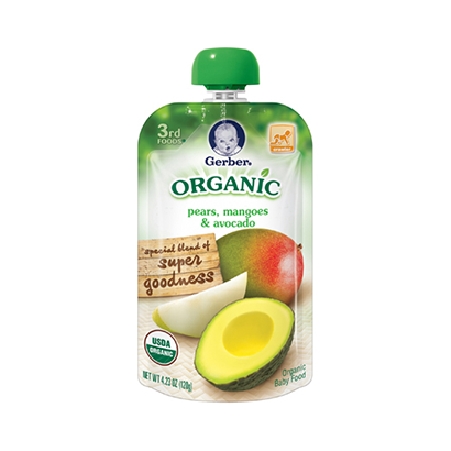 gerber organics 3rd food pouches pear mangoes and avocado