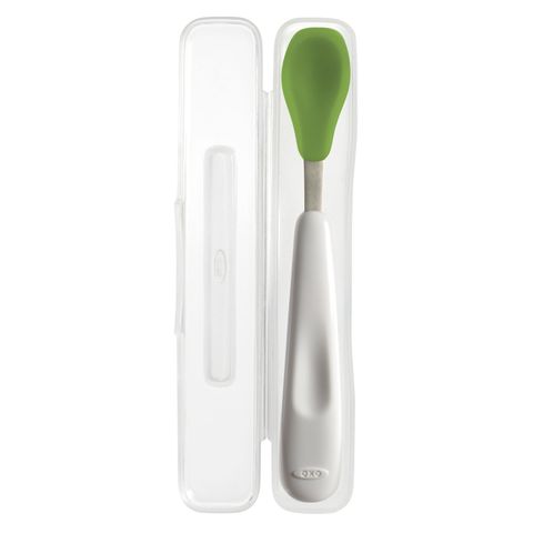 oxo tot on-the-go feeding spoon with travel case green