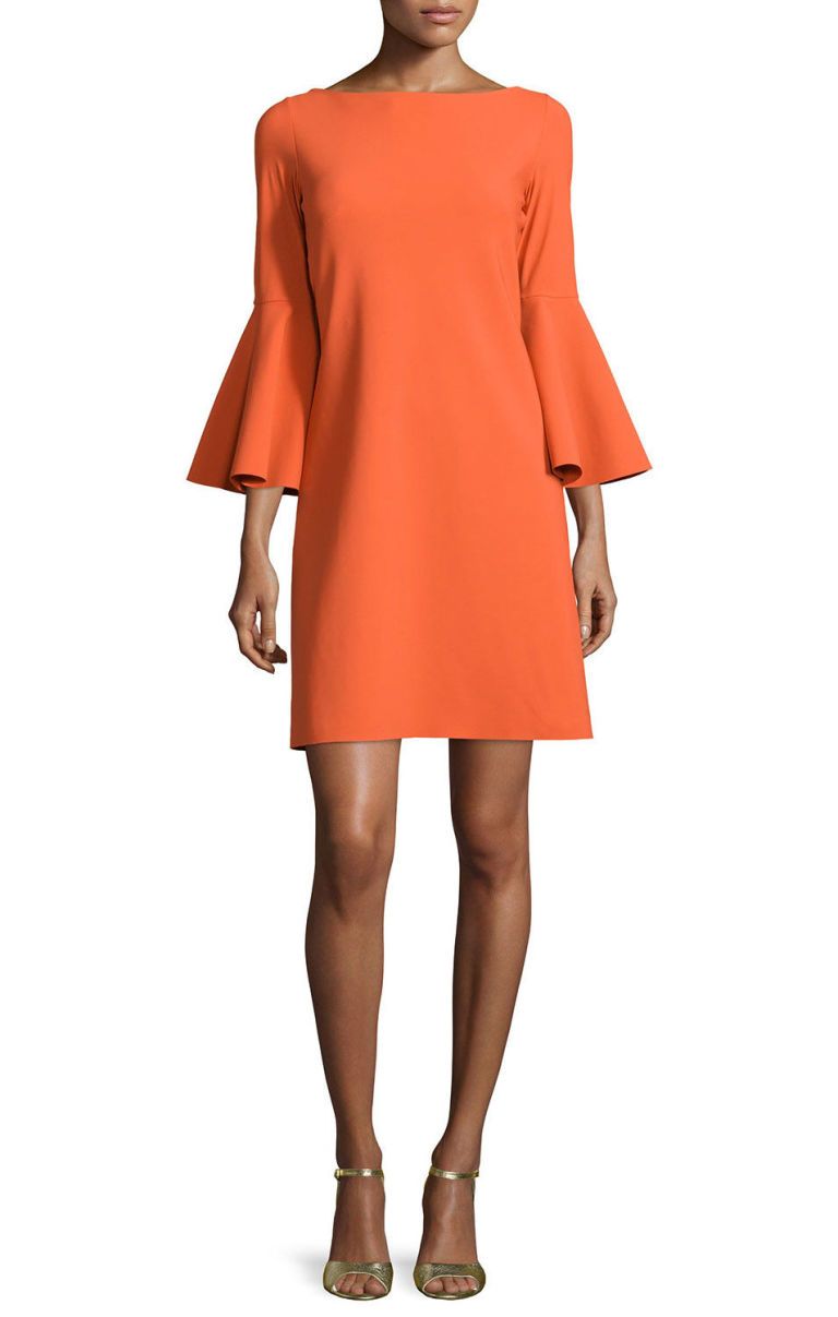 orange bell sleeve dress