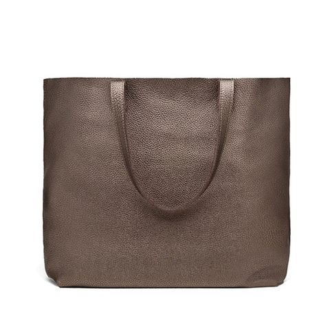 cuyana classic tote bag in bronze metallic leather