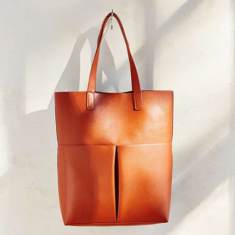 silence and noise oversized tote bag in tan