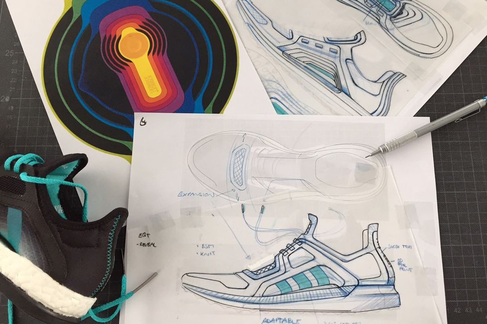 adidas pureboost running shoes design sketch