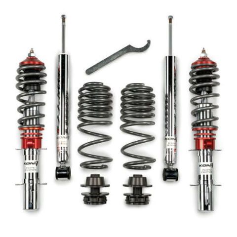 <p><strong><em>$1,618, <a href="http://www.amazon.com/Koni-1150-5083-Coil-Over-Volkswagen/dp/B00361WSLO/ref=sr_1_2?m=A1MAHQ3DXWNQOA&s=merchant-items&ie=UTF8&qid=1450457484&sr=1-2&keywords=koni+coilover#&tag=bp_links-20" target="_blank">amazon.com</a></em></strong></p><p>Of course, anyone playing the mod game will be looking at lowering springs or a set of coilovers to complete their suspension upgrades. Koni has had a significant amount of involvement with the racing world over the years; however, most of their lineup is still soft enough to handle real-world driving without feeling too abusive. These height-adjustable coilovers can lower your ride height by just over 2 inches, depending on application. Alternatively, if your build is on a budget, you should definitely have a look at <a href="http://www.neuspeed.com/procupkitstr1088-pro-cup-kit-koni-strt.html" target="_blank">this Koni Pro Cup Kit for only $500</a> as a lowering and stiffening alternative.</p>