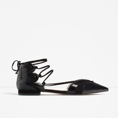 zara black pointed flats