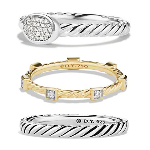 david yurman stacking rings silver gold diamonds