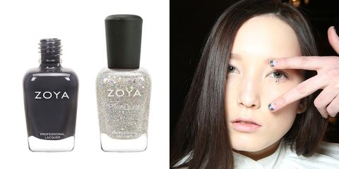 <p><em><strong>ZOYA Nail Polish in Genevieve, $10,</strong> <strong><a href="http://www.zoya.com/content/item/Zoya/Zoya-Nail-Polish-in-Genevieve.html" target="_blank">zoya.com</a>; </strong><strong>ZOYA Naked Manicure Buff Perfector, $10, </strong></em><strong><em><a href="http://www.zoya.com/content/item/Zoya/Zoya-Naked-Manicure-Buff-Perfector.html" target="_blank">zoya.com</a>; </em></strong><em><strong>Zoya Nail Polish in Cosmo Magical PixieDust, $10, </strong><strong><a href="http://www.zoya.com/content/item/Zoya/Zoya-Nail-Polish-in-Cosmo-ZP717.html" target="_blank">zoya.com</a>; </strong></em><em><strong>ZOYA Nail Polish MatteVelvet Top Coat, $10, </strong><a href="http://www.zoya.com/content/item/Zoya/Zoya-Matte-Velvet-Top-Coat.html" target="_blank"><strong>zoya.com</strong></a></em></p><p>If you pride yourself on being a bit more advanced when it comes to nail artistry, we encourage you to give this eye-mazing mani a try. To start, create a half-moon curve at the tip of each nail with ZOYA's deep gray hue, Genevieve. Following your dark French design, drop a medium-sized dot of the moody hue in the center of the nail. Once both parts are completely dry, coat the nail with a layer of the Naked Manicure Buff Perfector before placing a miniaturized dot of Cosmo to the center of the larger dot. Seal the deal with ZOYA's MatteVelvet Top Coat for a flawless French finish. </p>