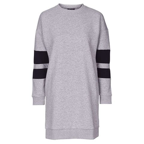 topshop sporty sweatshirt dress in gray and black