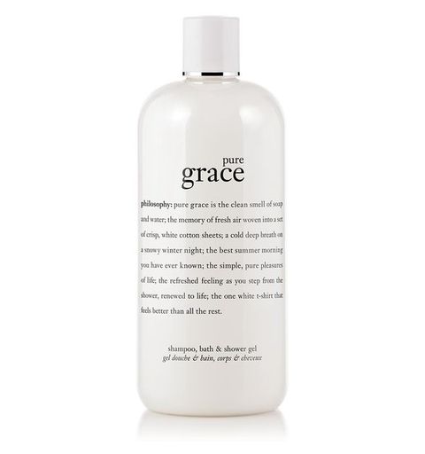 <p><em><strong>$11, </strong></em><em><strong><a href="http://www.philosophy.com/pure-grace-shower-cream.html" target="_blank">philosophy.com</a></strong><a href="http://www.philosophy.com/pure-grace-shower-cream.html" target="_blank"></a></em><a href="http://www.philosophy.com/pure-grace-shower-cream.html" target="_blank"></a></p><p>Among the many multipurpose shower gels Philosophy has to offer, Pure Grace has been crowned most popular, and here's why: Scents of pink frosting and cinnamon bun are lovely indulgences, but nothing beats the fresh fragrance of soap and water. Pure Grace takes shower staples and brings them up a notch in this serene wash that applies as a gel, and transforms into a rich lather enhanced with natural extracts and rice wax. </p>