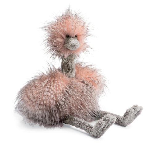 jelly cat odette the ostrich stuffed animal pink and gray