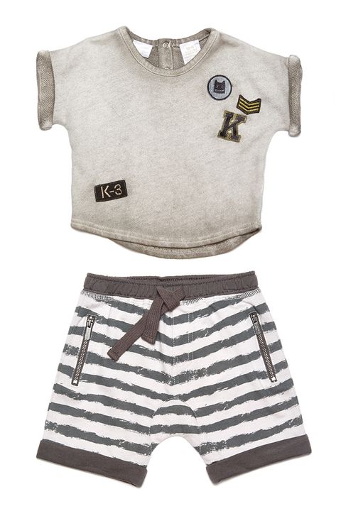 Kardashian Kids Boys French Terry T-Shirt & Striped Shorts