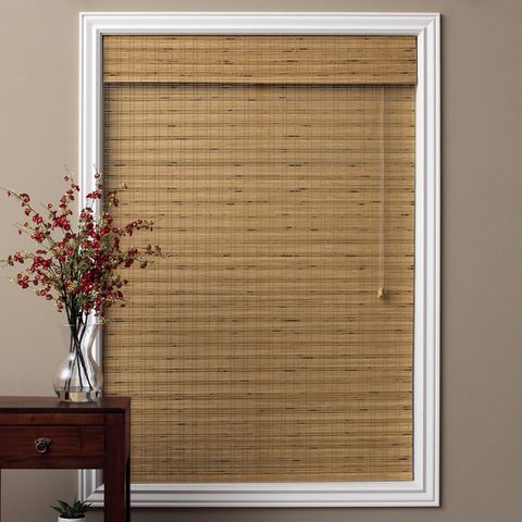 blinds roman bamboo shade shades window arlo inch tuscan overstock wood wooden windows treatments coverings inches extra down treatment