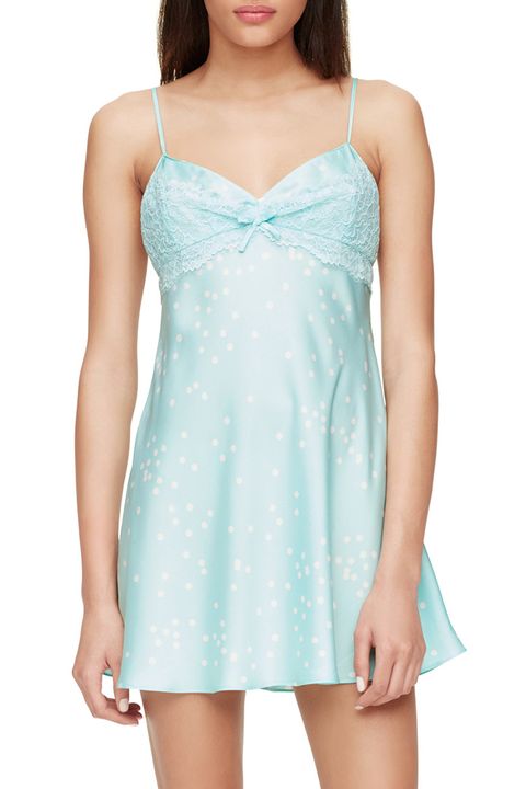 kate spade lace dot chemise in blue and white