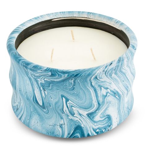 Furbish Blue Marbleized Candle