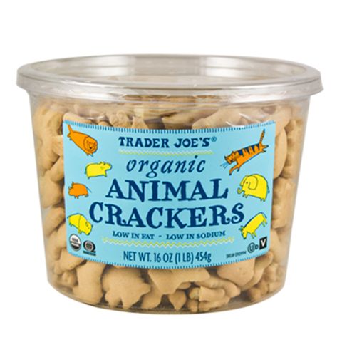 trader joe's organic animal crackers clear plastic tub