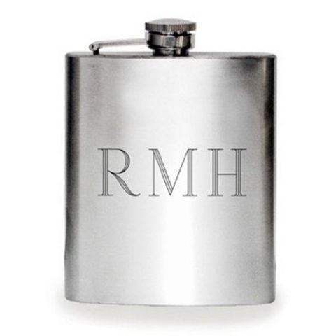 silver initial flask