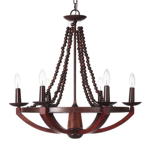 Kitchen Bath Collection Windsor 6-Light Wood and Metal Chandelier 