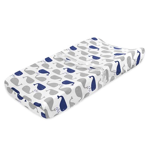just born high seas changing pad cover blue and gray whales